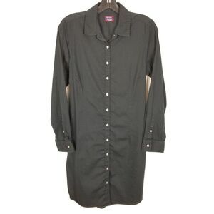 Untuckit Women Angelina Dress Button Down Shirt Dress Size 8 Black Belted Mini